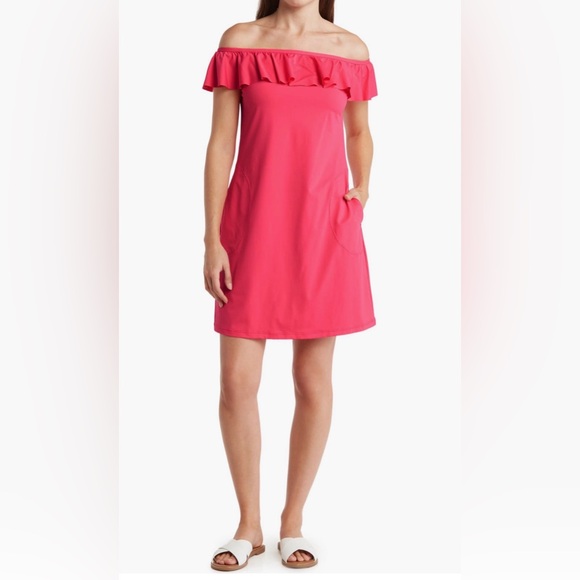 Tommy Bahama Dresses & Skirts - Tommy Bahama Off the Shoulder Spa Dress Size Medium Coral Coast Color